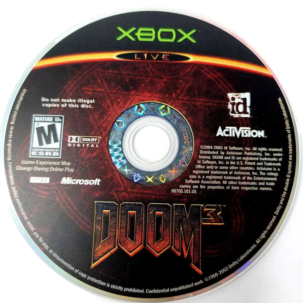 Doom 3 Microsoft Xbox 2005 Activision Disc Only Video Game Tested & Working